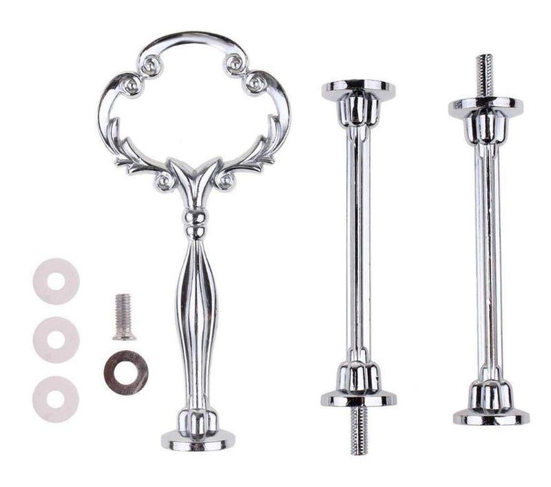 UPSTORE 1 Set Metal 3 Tier Sturdy Vintage Sunflower Shape Party Wedding Cupcake Fruit Food Plate Stand Centre Handle Fittings Round Drill Hardware Rod Dessert Platter Rack for Wedding Party Supply (Silver) - Image 1